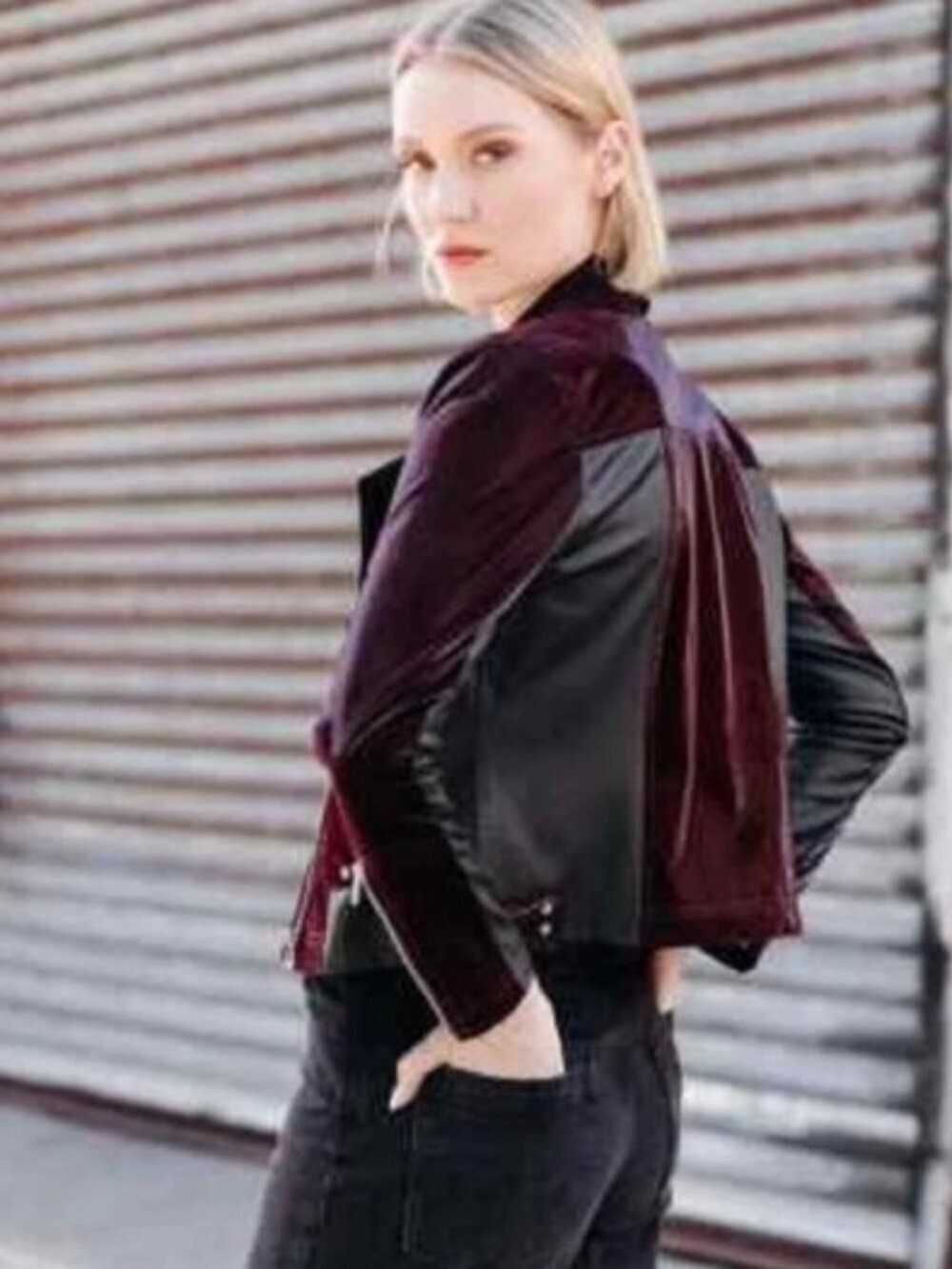 Clara Sunwoo Mulberry Vinyl + Liquid Leather Panel Zip Cuff Jacket Small - Picture 8 of 12